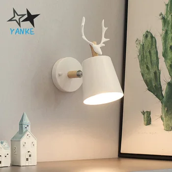 

Nordic style wall lamp bedroom bedside lamp background creative antler modern simple living room bar aisle decorative lamp