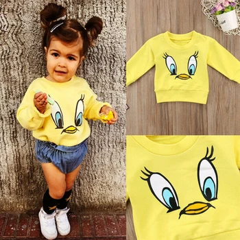

2020 New Spring Autumn Kids Baby Boy Girl Big yellow duck Sweatshirts Casual Cute Hoodie Toddler Long Sleeve Outerwear