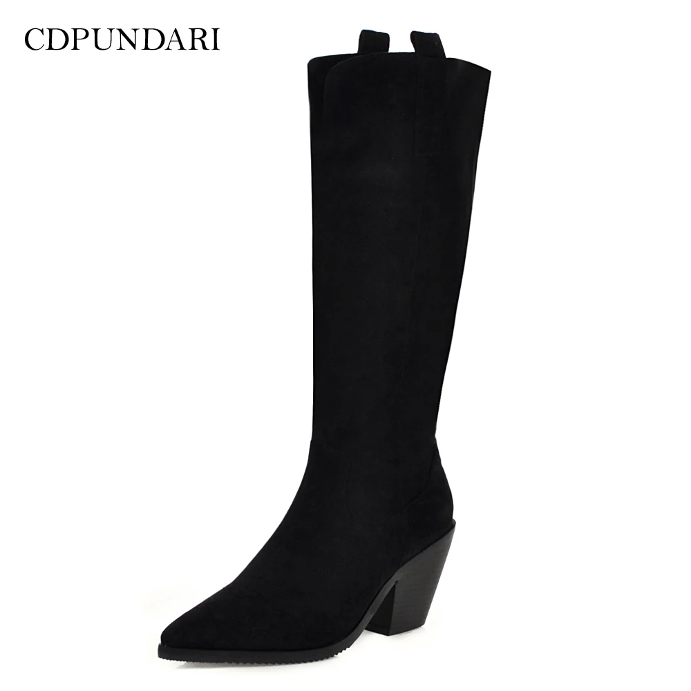 

CDPUNDARI Western Cowboy boots for women Knee High boots Ladies riding boots winter shoes woman