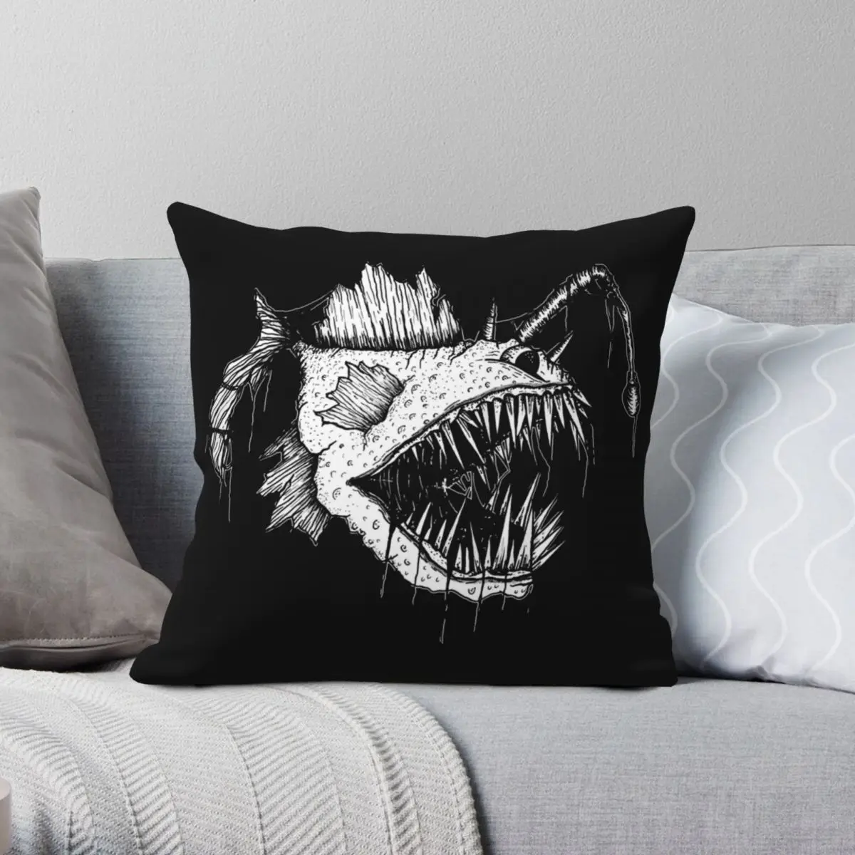 

Angry Angler Square Pillowcase Polyester Linen Velvet Pattern Zip Decor Throw Pillow Case Sofa Cushion Case 45x45