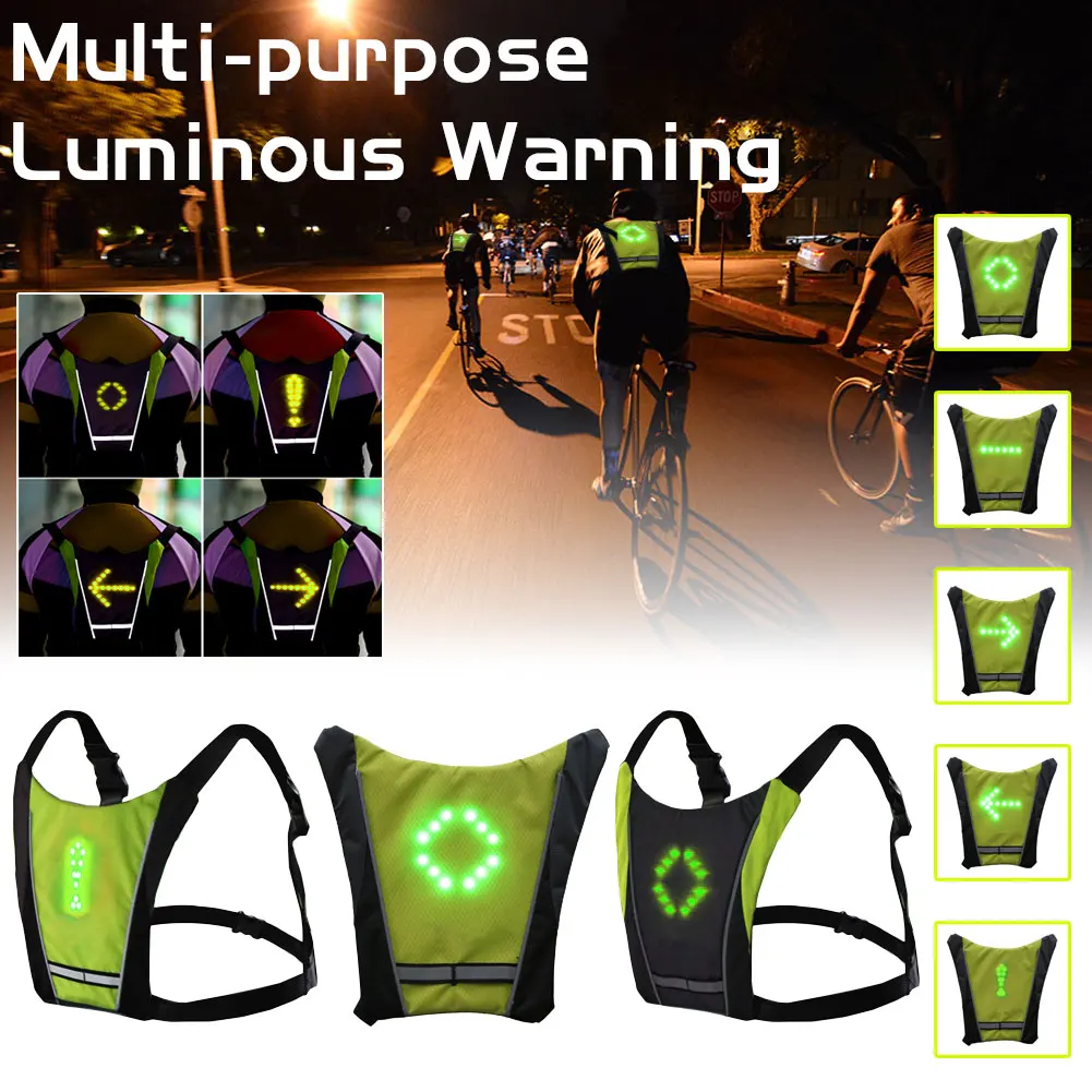 New 2020 LED Wireless Cycling Vest 20L MTB Bike Bag Safety LED Turn Signal Light Vest Bicycle Reflective Warning Vests With Remo