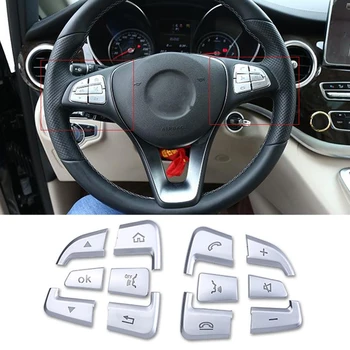 

12Pcs Inner Steering Wheel Button Trim Cover for Mercedes Benz Vito 2016-2020 Metris