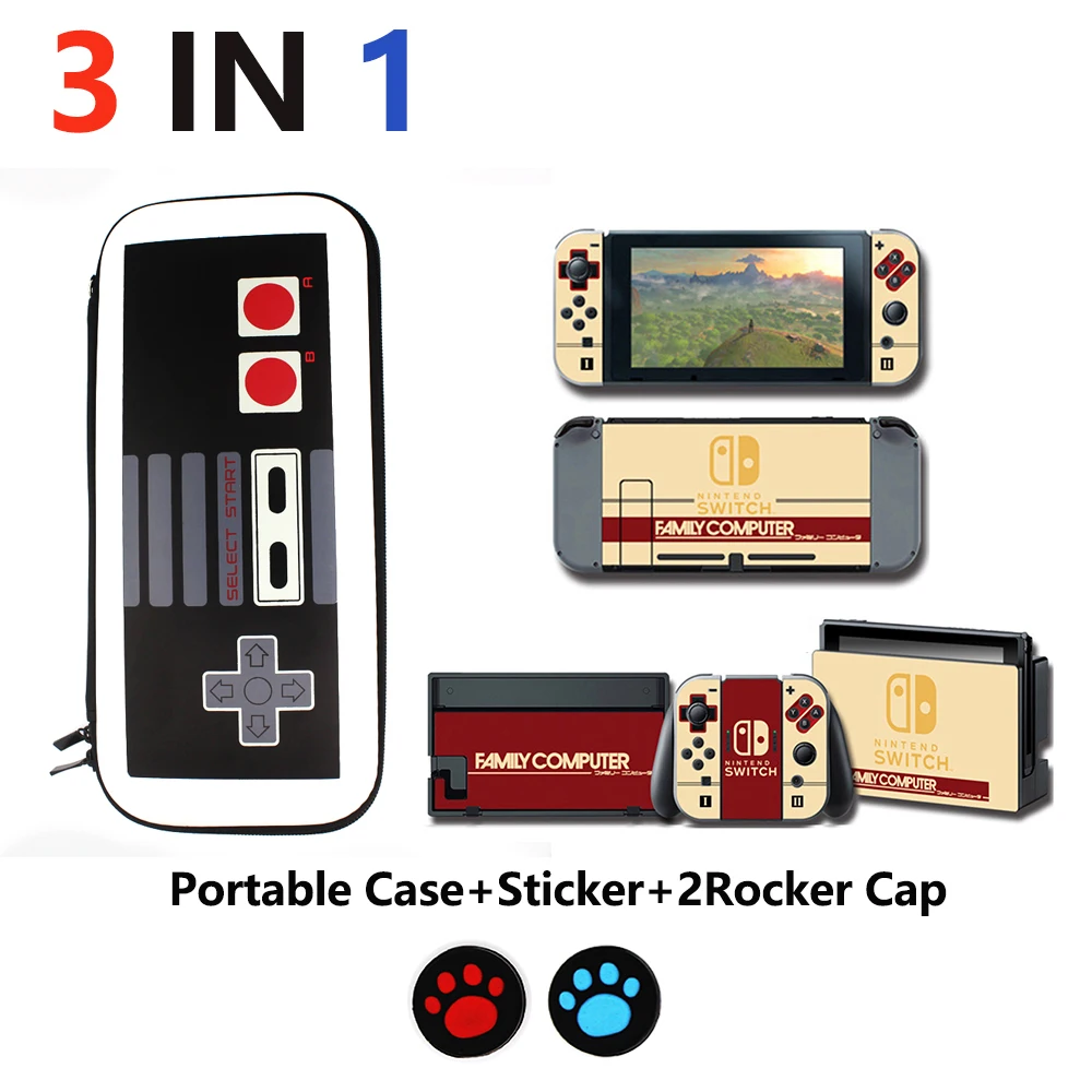 Аксессуары для Nintendo Switch 3 в 1 дорожная сумка переноски NS Bag чехол и наклейка FC NES Game