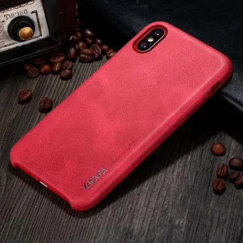 Для iPhone XS Max 6,5 iP XS 5,8 чехол для телефона горячая Распродажа X-Level роскошный винтажный кожаный тонкий чехол для iPhone X 5,8 XR 6,1 чехол Capa - Цвет: red phone case