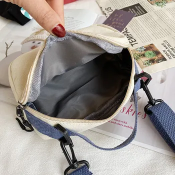 Small Women Canvas Shoulder Bags Korean Cartoon Print Fashion Mini Cloth Handbags Phone Crossbody Bag for Cute Girl 6