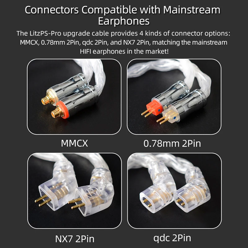 Fone de Ouvido 2pin para Ciem Nicehck Litzps-pro Núcleo Litz Prata Pura Cabo 3.5mm - 2.5mm 4.4mm Mmcx Nx7 Qdc 0.78 Mk3 St-10s lz a7 8 4n - Image 3