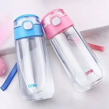 

New 500ML With Rope Straw Type Sport Children Water Drinking Bottles Plastic Portable Bottle Bottle Kids Water Bottle With Straw