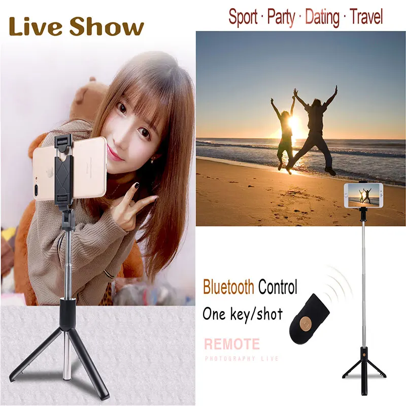 New K07 Bluetooth selfie stick stabilizer Portable Foldable Wireless Tripod Selfie Stick for camera and Smartphone