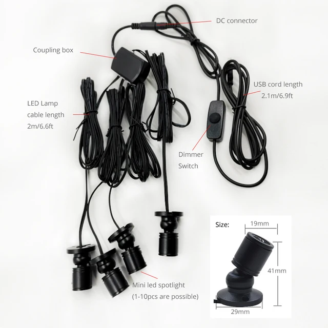 Mini 1W LED Spotlight Dimmable USB 5V For Display LED Lights Lighting 061330ff83c078d1804901: 1 to 1 pcs|1 to 10 pcs|1 to 4 pcs