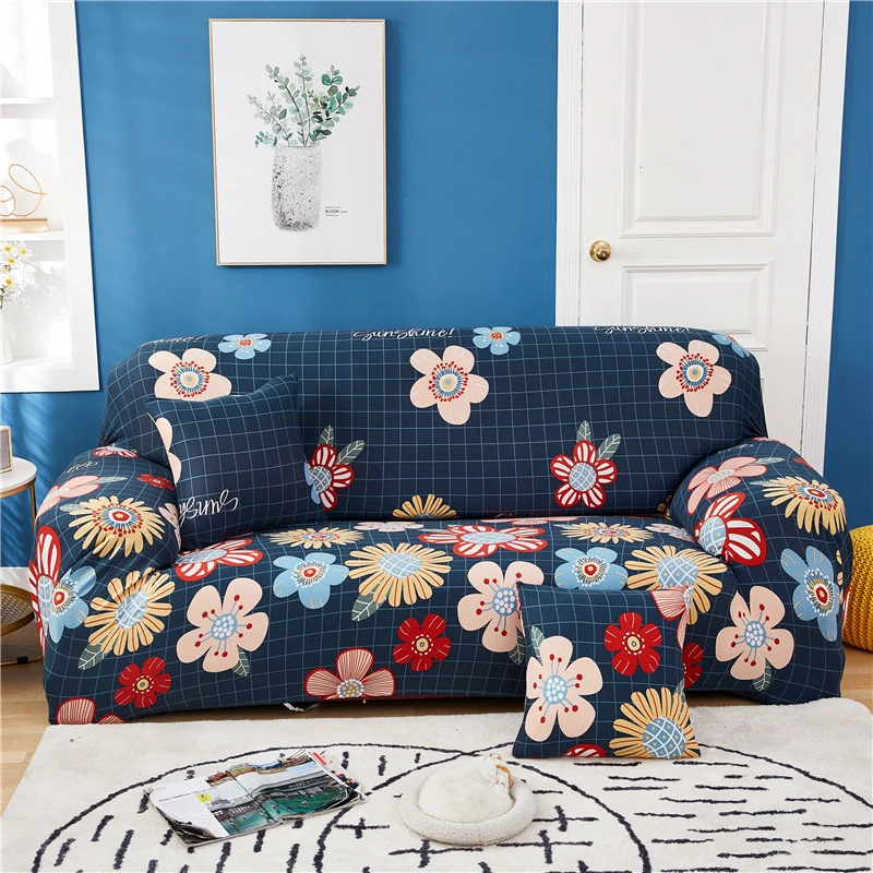 Plaid Flower Printed Sofa Cover For Living Room Funda Sofa All inclusive  Polyester Modern Elastic Corner Couch Slipcover 45003|Sofa Cover| -  AliExpress