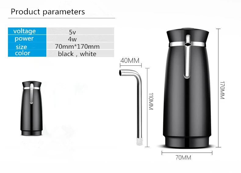 Диспенсер для воды с одной клавишей работы электрический USB зарядка 304 из нержавеющей стали труба бутилированный насос