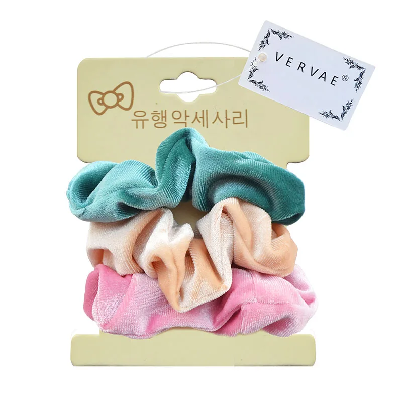 

3 Pcs Velvet Scrunchies for Hair Women Elastic Hair Bands Girls Solid Scrunchie Pack Headwear Hair Accessories 16 Colors 2019