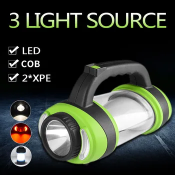 

100W Led Portable Spotlight 3000lm Super Bright Led Work Light Rechargeable or 3*AA Battery for Outdoor Camping Led Flashlight