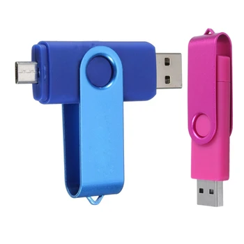 

2 Pcs USB Mini Memory Stick 32GB USB 2.0 Memory Flash Drive OTG for Handy PC, Blue & Rose Red