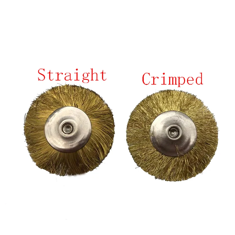 10Pcs/Bag Brass Copper Crimped Straight Dental Lab Laboratory Polishing Brush Wheel Rotary Tools Low Speed 2.35mm HP Shank Buff