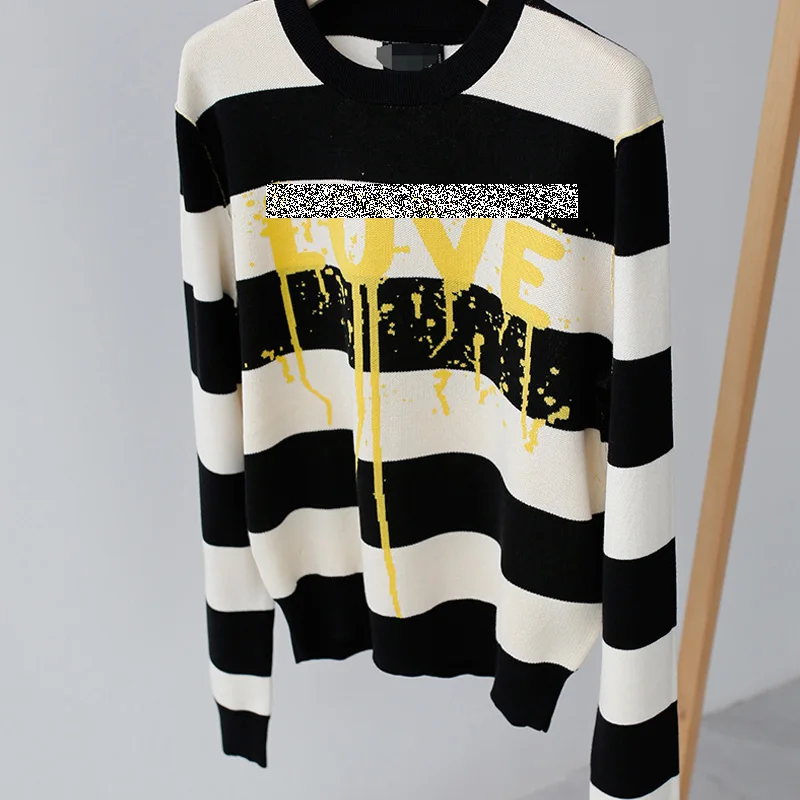 

Women Sweater 2019 Autumn / Winter New Sweet Girl Letter Print Stripes Loose Sweater