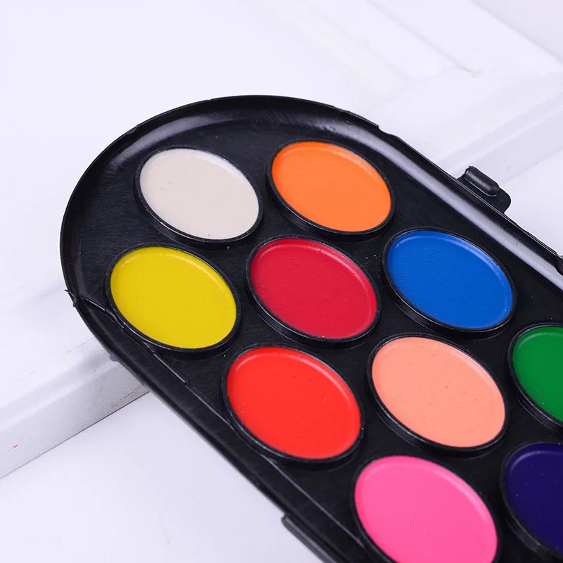 16 Colors Professional Solid Watercolor Paints Art Supplies Paint Box with brush Portable Sketch Tools Watercolor| |