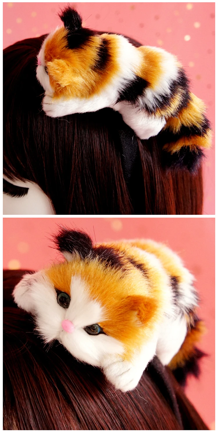 Японские пугающие кошачьи повязки для волос обруч моделирование милый котенок волосы резинки аксессуары для волос плюшевые мужские шоу