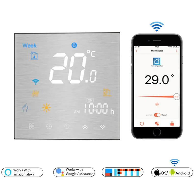 WiFi умный термостат с пультом дистанционного управления/управление голосом для воды/электрический подогрев пола воды/газовый котел Alexa Tuya