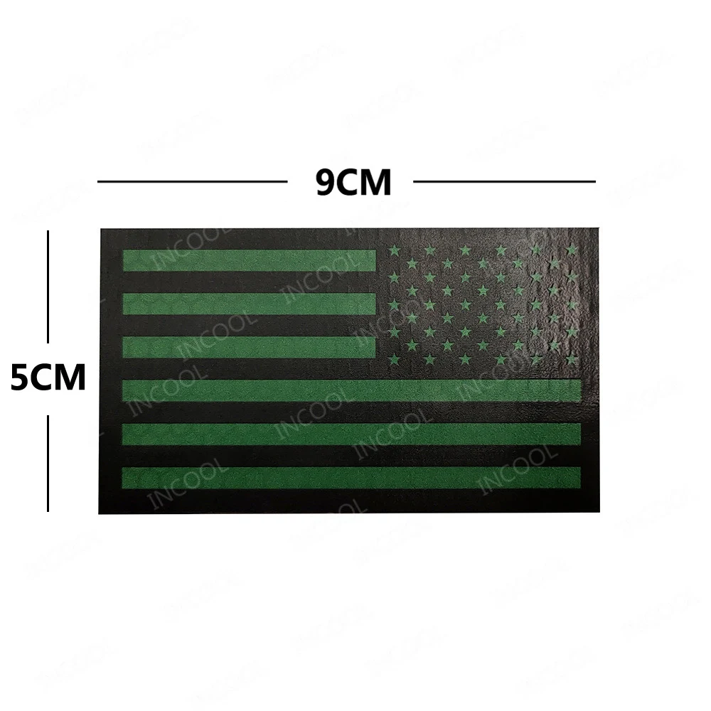 Patch USA IR GLOW 2 Toppe Riflettenti IR Bandiera Americana Rovesciata - Per Spalla Destra, Con Gancio Gancio Toppa Militare