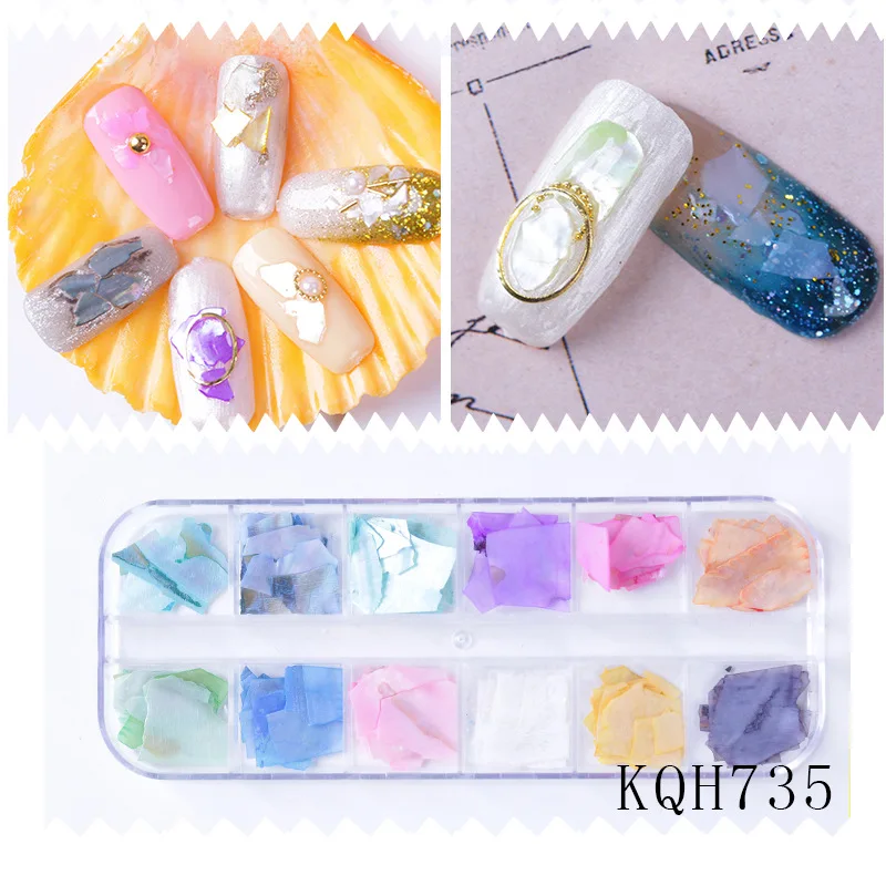 1 Box 12 Colors Multi-size 3D Nail Art Decorations Pearl/Rivet/Stones Flat-back Crystal Gems Rhinestones DIY Glitter Nail Sequin