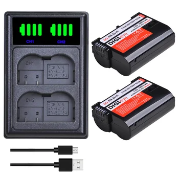 

2pcs 1900mAh EN-EL15 EN-EL15A EN EL15 EL15A Battery + LED Dual Charger for Nikon D600 D610 D750 D800 D810 D850 D7000 D7100
