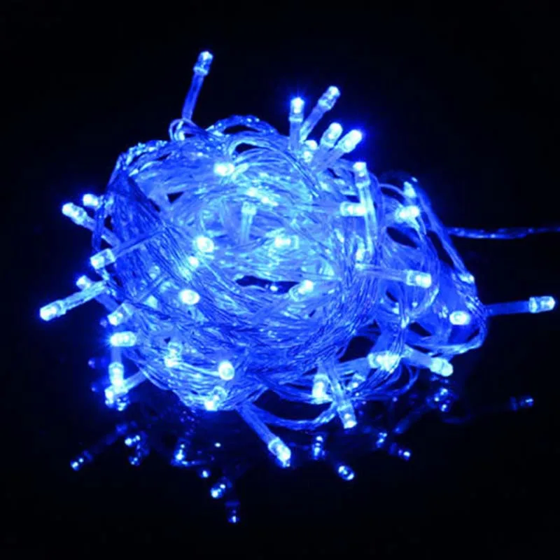 Blue 10 м Красочный светодиодный свет для вечерние гирлянды, водонепроницаемая гирлянда 100, Рождественские огни 110 В/220 В, рождественские украшения для дома - Цвет: Blue
