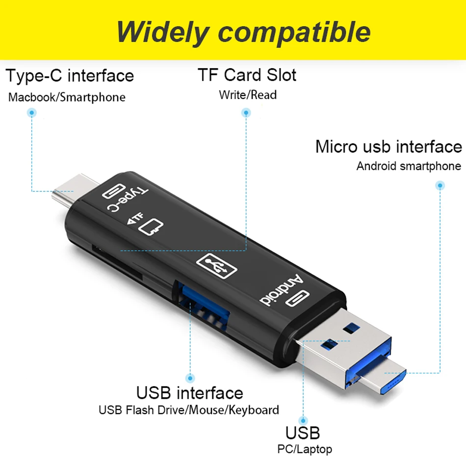 USB 3,1 кард-ридер высокоскоростной SD TF Micro SD type C адаптер флэш-памяти OTG кард-ридер для телефона ноутбука компьютера