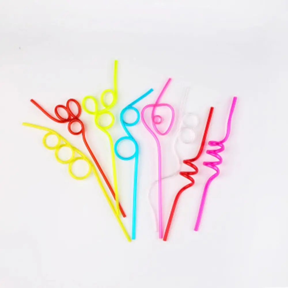 5 шт./компл. кружка-термос с соломкой Crazy Curly Loop цветные пластиковые соломинки для питья для дня рождения, вечеринки, бара, Рождества
