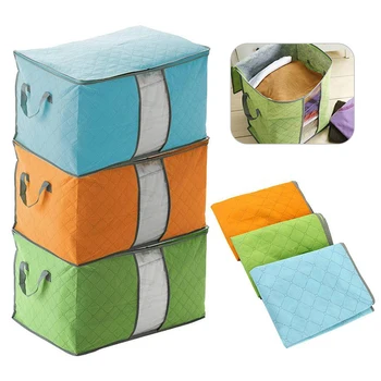 

Hot Sale Folding Storage Bag Clothes Blanket Quilt Closet Sweater Storage Box New Non-woven Handbag Storage Box YB090M42