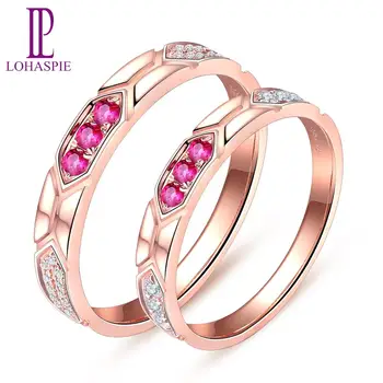 

LP Customized Natural Ruby Jewelry Solid 18k Rose Gold Wedding Band Rings Fashion Style Jewelry For Womens Gift Original design