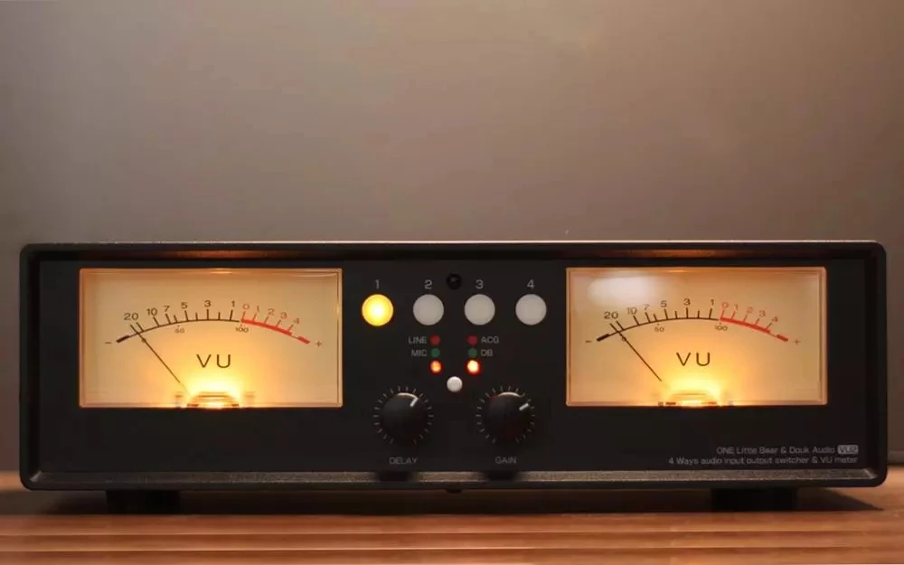US $149.60 VU2DL LED VersionBulb Version MICLINE Dual VU Meter Audio Splitter Box 4Way Switcher Sound Level Indicator