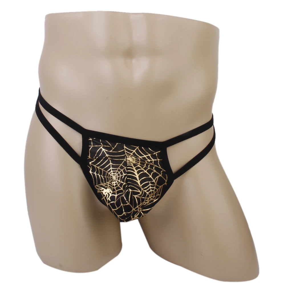 Mens Spider Web Posing Pouch Jock Strap Briefs Thong T-back G-string Underwear