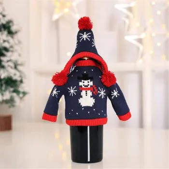 

Bottle Cover With Hat Christmas Wine Bottle Decor Wine Bottle Cloth Kitchen Decoration Portable Xmas Dinner Party Decor