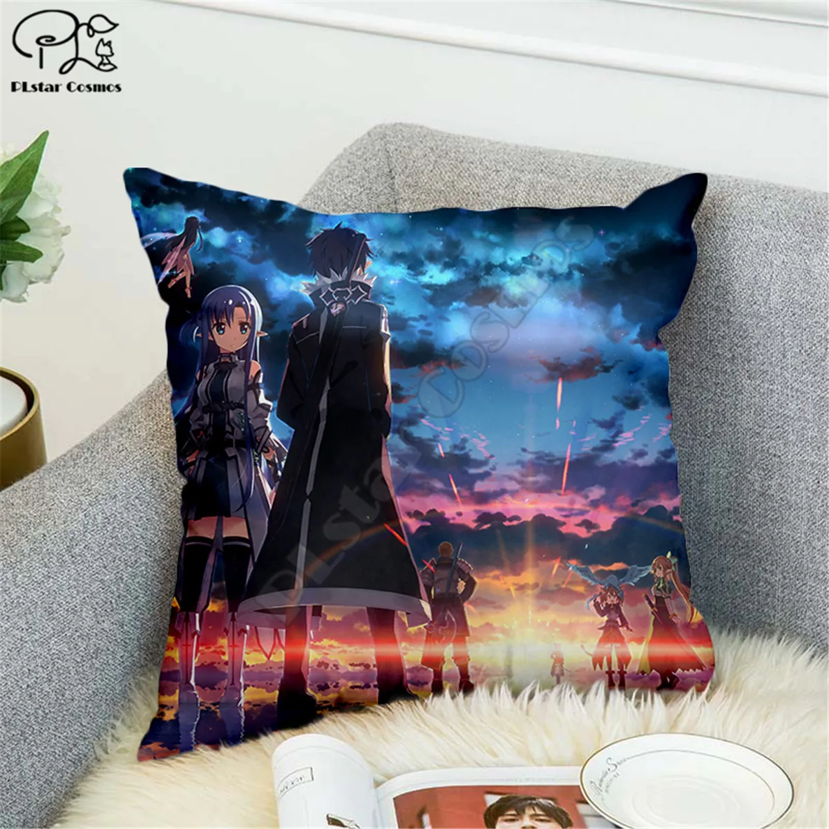 

Anime characters pattern 3D printed Polyester Decorative Pillowcases Throw Pillow Cover Square Zipper Pillow cases style-3