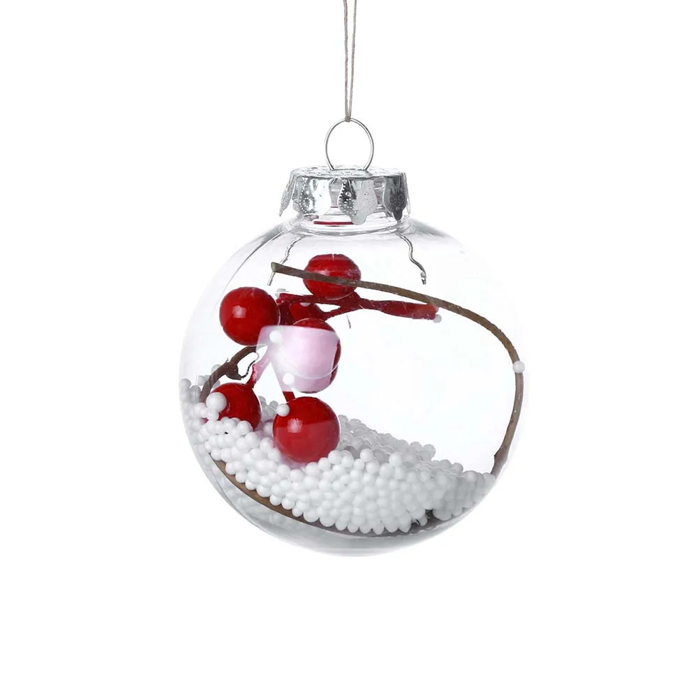1 шт 8 см Домашний Прозрачный Пластиковый Рождественский шар Рождественская елка украшение рождественское прозрачное украшение подарок - Цвет: Оливковый