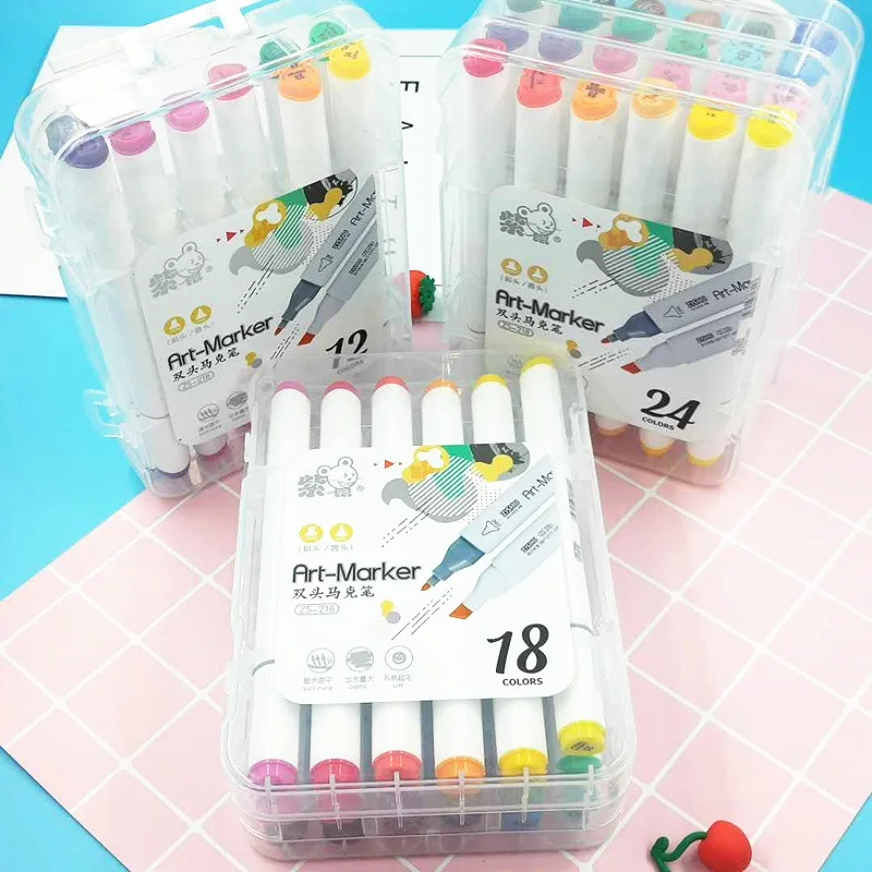 

12 18 24 36 48 60 Color Markers Manga Drawing copic Markers Pen Alcohol Based Sketch Oily Dual Brush Pen Art Supplies