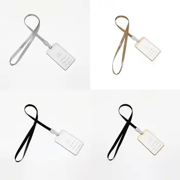 

1pcs Metal ID Badge Card Holder Business Security Pass Tag Office Work with Company Bus Card Lanyard Supplies Holder Holder C3K0