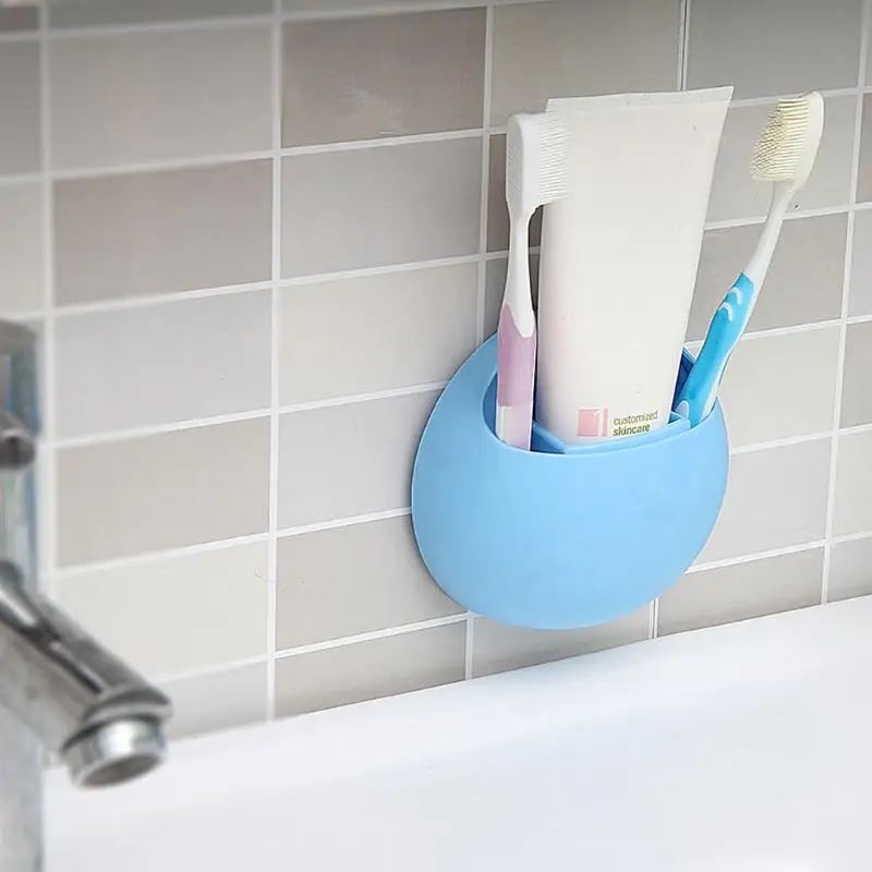 Practical Toothbrush Holder Eggs Family Toothpaste Wall Stand Sucker Suction Hooks Pen Glasses Hanging Rack Kitchen Storage Cup - Цвет: Синий