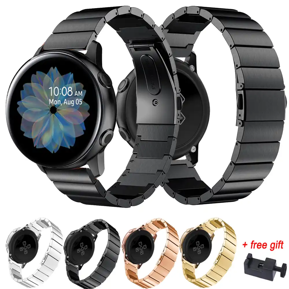 For Samsung Galaxy Watch Active 2 44mm 40mm Stainless Steel 20mm Watch Strap Band Bracelet Metal Active2 Watchbands With Tool Aliexpress