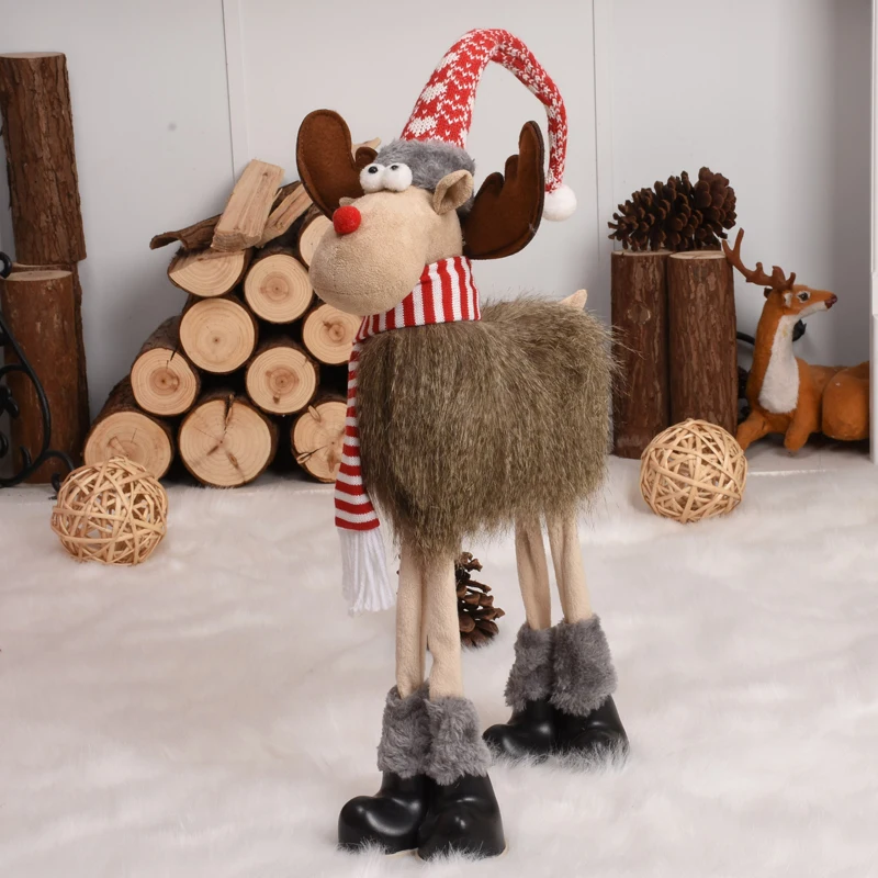 Tree Christmas Decorations Tall Deer Doll 2021 Christmas Long-Legged Gray Deer Angel Christmas Doll Noel Christmas Items