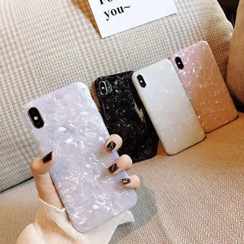 

Ottwn Glossy Marble Case For iPhone 11 Pro X XR XS Max 7 8 6 6s Plus Candy Conch Shell Phone Case Bling Soft Silicone Back Cover