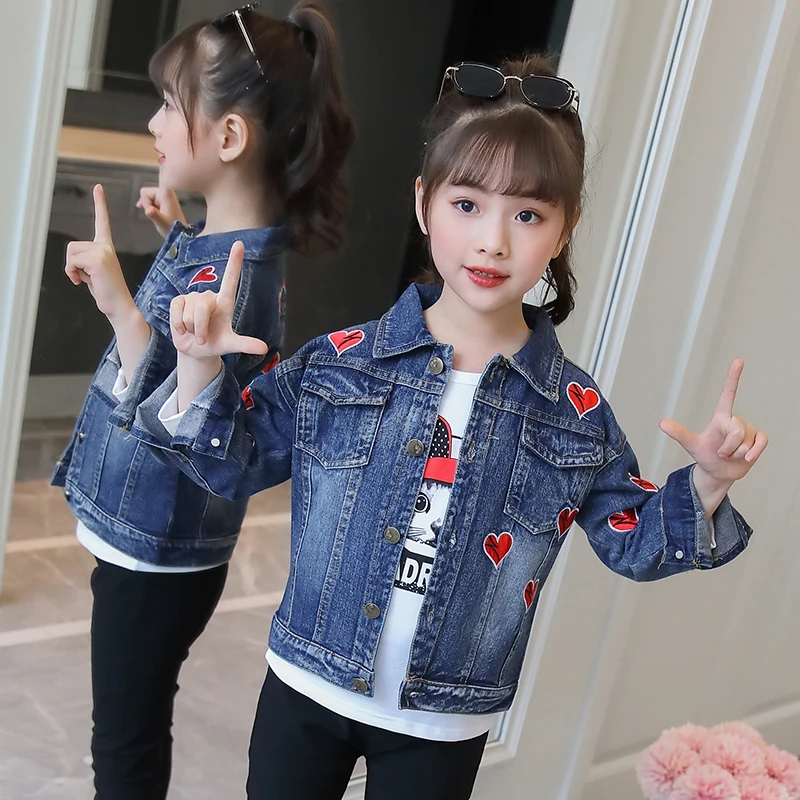 

Girls Jeans Jackets Cool Jacket For Girl 6 10 12 Years Kids trench Coats Teen Windbreaker Clothing Children's Outerwear