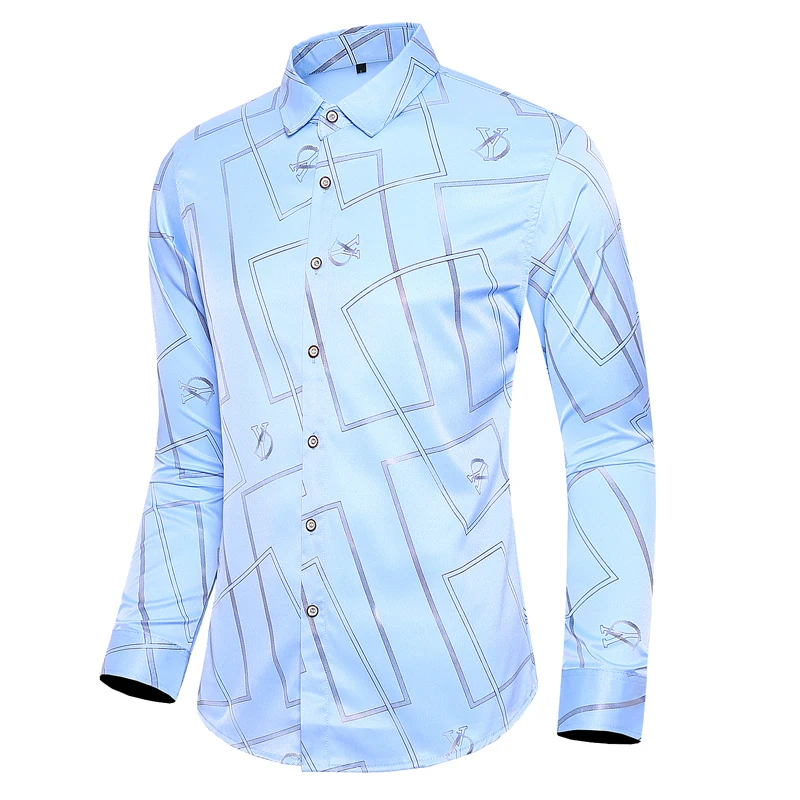 

Men's Spring And Autumn Simple Loose Large Line Long Sleeve Shirt Men's Popular Single Breasted Casual Pointed Collar Shirt