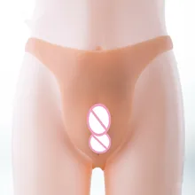 Полностью силиконовые Т-образные трусики Реалистичная Вагина Трансвестит TG DG Косплей стринги боди мужские колготки прозрачные