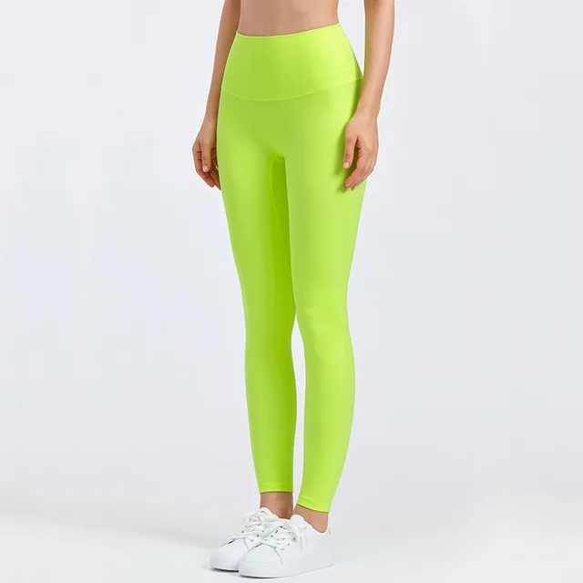 Lulu Quality Leggings Sport Women Fintess Tight High Waist Yoga Pant Butter Soft Gym Clothe 100%squat Proof Compression Athletic Fluorescent Yellow
