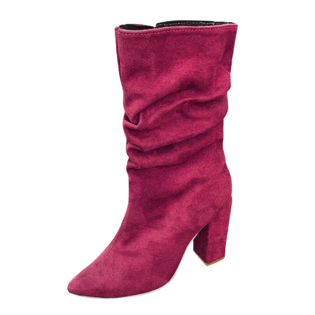 Осенние женские ботинки; ботильоны на высоком каблуке; зимние ковбойские ботинки с острым носком; модная женская обувь в римском ретро-стиле на квадратном каблуке;#1023