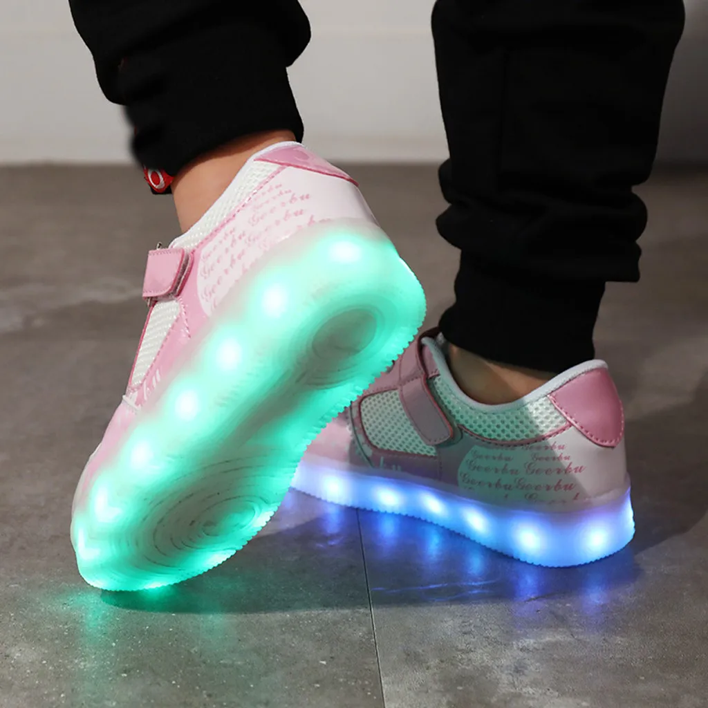 Fashion All Seasons Casual Children's Baby Girls Boys Shoes Rechargeable Light LED Shoes Non-Slip Breathable Casual Shoes