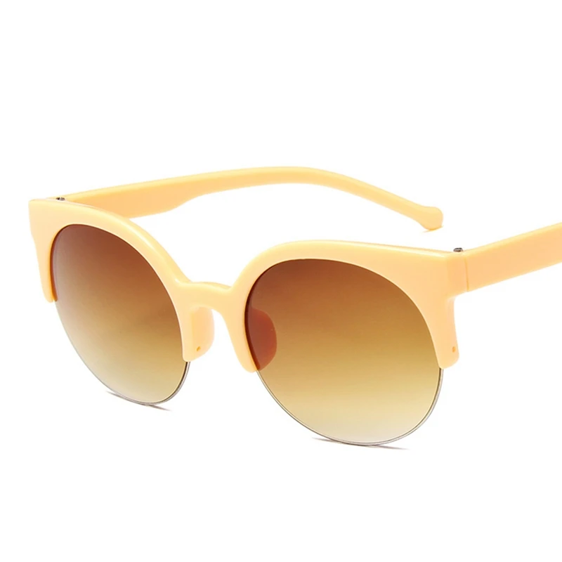 1 шт. солнцезащитные очки кошачий глаз женские винтажные Круглые Солнцезащитные очки полуоправы солнцезащитные очки вдохновленные круглые очки водителя - Название цвета: BG