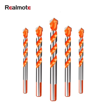 

Realmote Drill Bit Set 6/8/10/12mm Alloy Ceramic Wall Anti-skid Triangle Shank Hole Center Opener For Tile Glass Brick Wall Wood